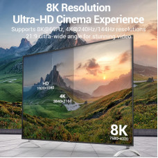 Кабель HDMI M - M, 3.0м, V2.1, 8K 60Гц обплетення, чорний Vention