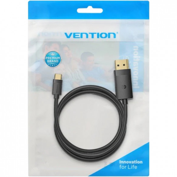 Кабель USB 3.1 Type-C M - DisplayPort M, 1.0м, v.1.2, 4K60Hz, Aluminum Alloy чорний Vention