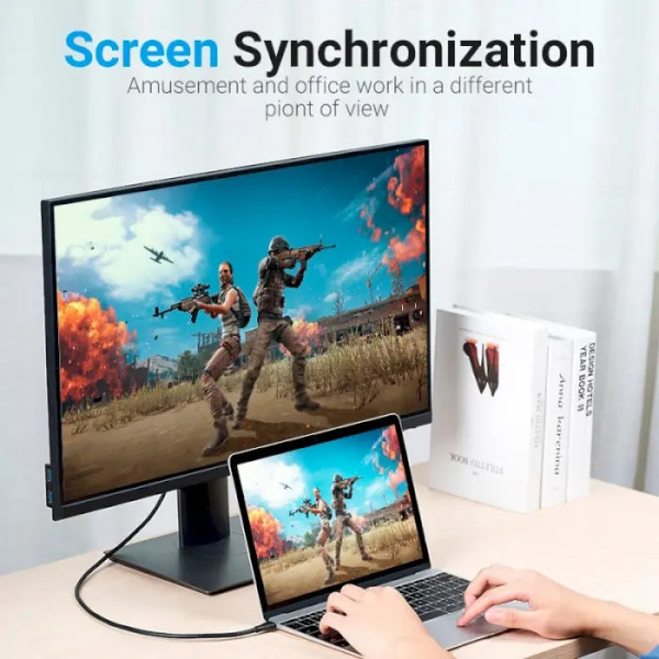 Кабель USB 3.1 Type-C M - DisplayPort M, 2.0м v.1.4 8K60Hz Aluminum Alloy чорний Vention