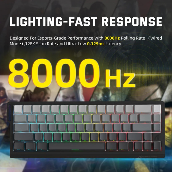 Клавіатура ігрова магнітна Attack Shark X68 Pro HE 66кл. RGB, Wireless, Moonlit Night