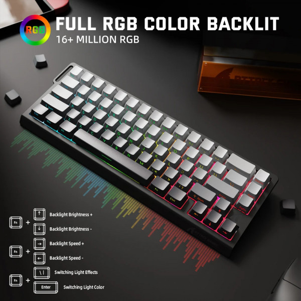 Клавіатура ігрова магнітна Attack Shark X68 Pro HE 66кл. RGB, Wireless, Moonlit Night