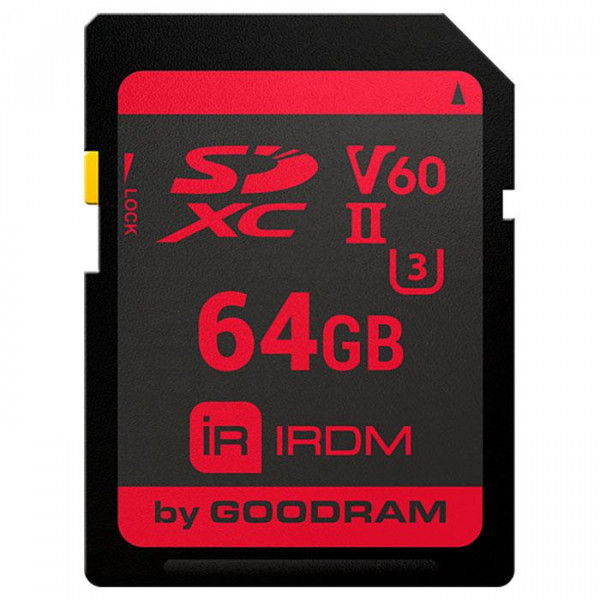 Memory card SD 64Gb GoodRAM IRDM SDXC V60 UHS-II U3 Retail