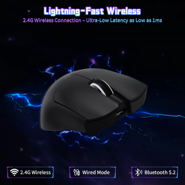 Мишка Attack Shark X11SE, Wireless//Bluetooth, 22000dpi. (PAW3311), 6кн., Black