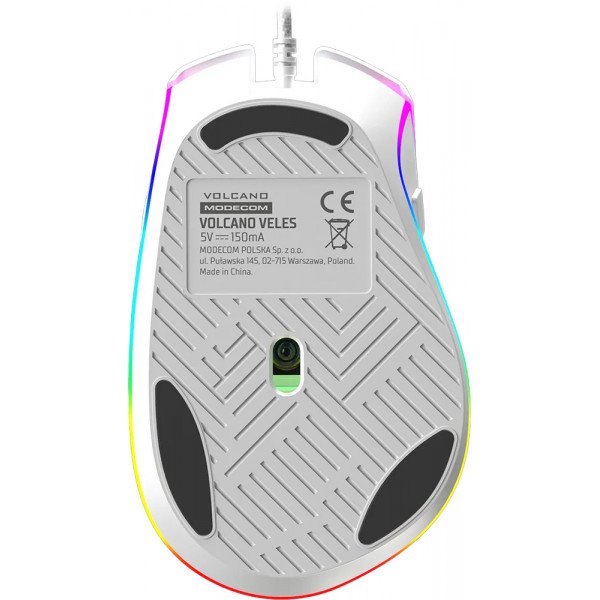 Мишка Modecom Veles Volcano, ігрова, 12800dpi., 8кн.,RGB, біла