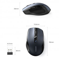 Мишка UGREEN 2.4GHz MU006, бездротова, 4000dpi., 4кн.,Silence Design, Чорна