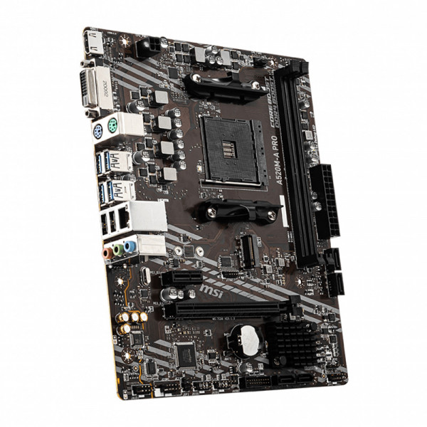 MSI A520M-A PRO (AM4/A520, 2*DDR4, PCIex16, DVI-D/HDMI, 4xSATAІІІ, M.2, GLan, 8ch, mATX)