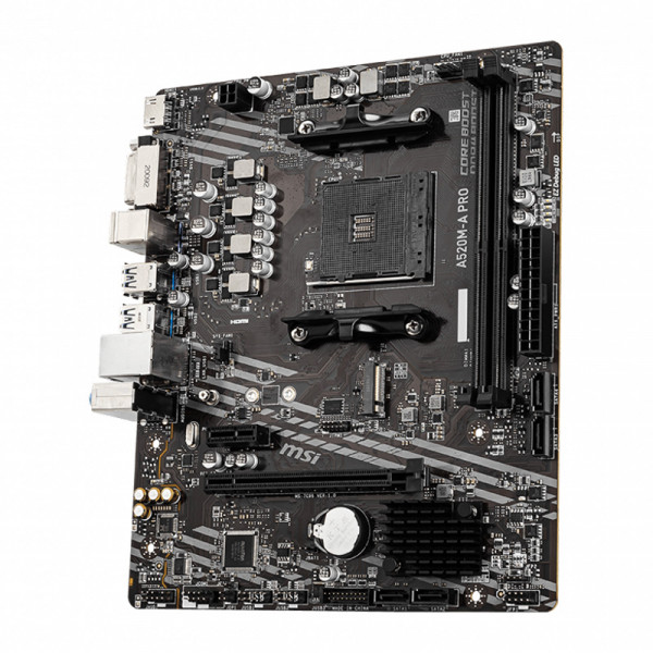 MSI A520M-A PRO (AM4/A520, 2*DDR4, PCIex16, DVI-D/HDMI, 4xSATAІІІ, M.2, GLan, 8ch, mATX)