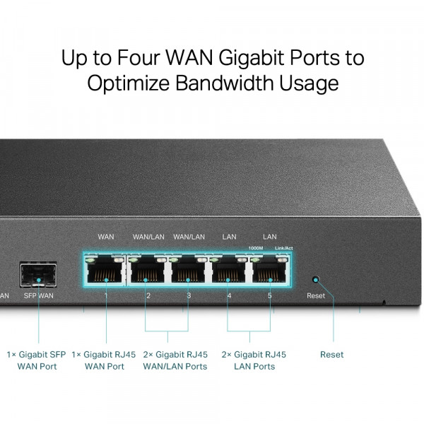 Мультисервісний маршрутизатор TP-Link ER7206 2xGE LAN 1xGE WAN 2xGE LAN 1xSFP VPN Omada