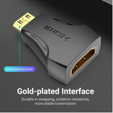 Перехідник HDMI F -> mini HDMI M, 4K 60Гц, чорний, Vention