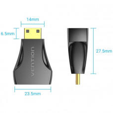 Перехідник HDMI F -> mini HDMI M, 4K 60Гц, чорний, Vention