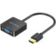 Перехідник HDMI M -> VGA F, 1080P 60Hz, 3,5мм Micro USB (F) powered, кабель 0,15м Vention чорний