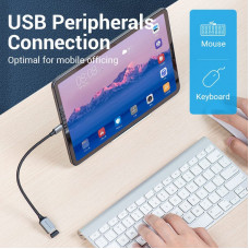 Перехідник USB 3.0 Type-C -> USB AF (OTG) кабель 0.15м Aluminum Alloy Vention сірий