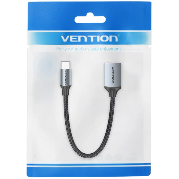 Перехідник USB 3.0 Type-C -> USB AF (OTG) кабель 0.15м Aluminum Alloy Vention сірий