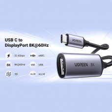 Перехідник USB Type-C -> DisplayPort Thunderbolt 4 8K 60HZ CM654 Ugreen сірий