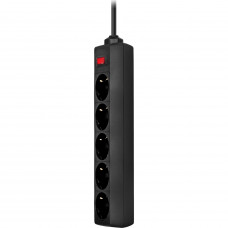 Power filtr 5,0м Defender ES, чорний, 5 розеток, з вимикачем