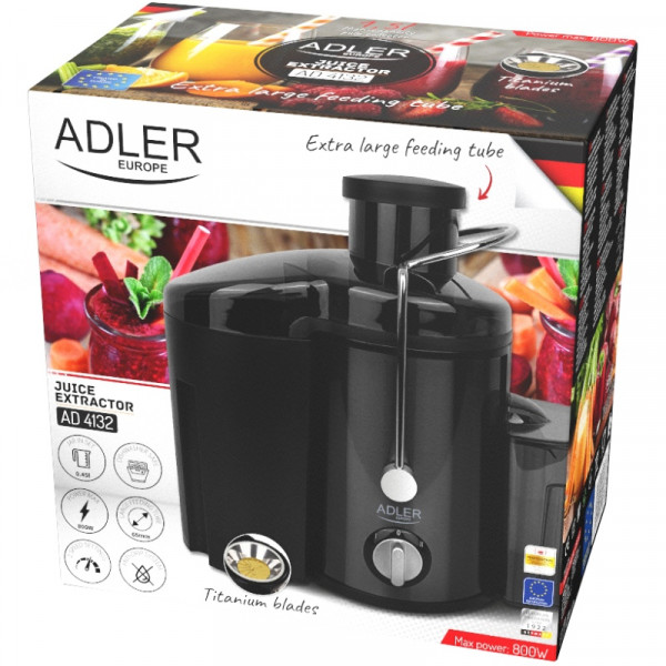 Соковитискач Adler AD 4132 dark inox 600Вт/ контейнер для соку-0,45л/ контейнер для м'якоті-1,5л