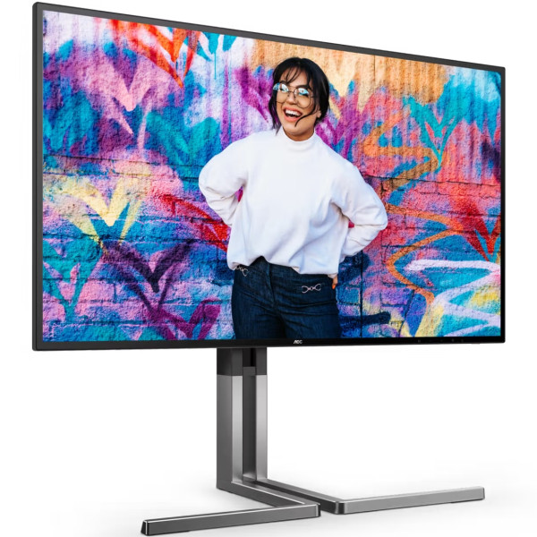 TFT 27" AOC U27U3CV, Nano IPS, 2хHDMI, DP, USB-C, USB-hub, HAS, Pivot, кол., чорно-срібл