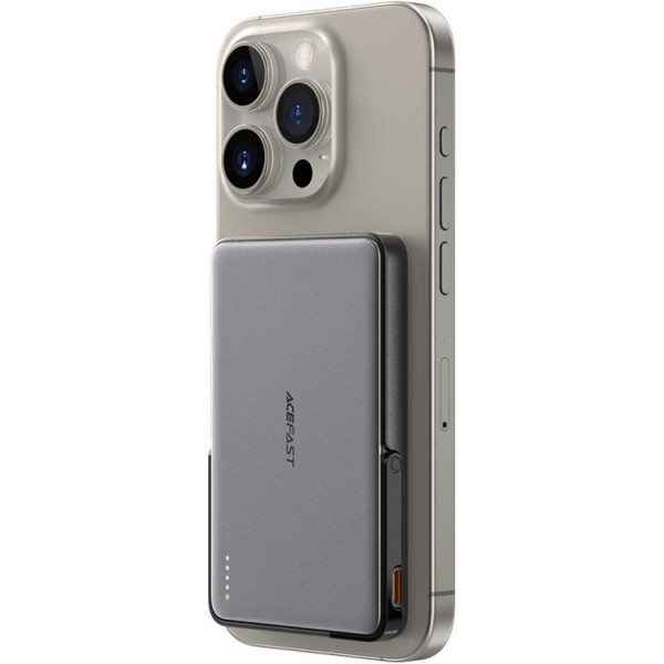 УМБ Acefast Magnetic Wireless 5000mAh 18W PD,QC3.0 USB-C In/Out,with holder, ультра тонкий M16 Black