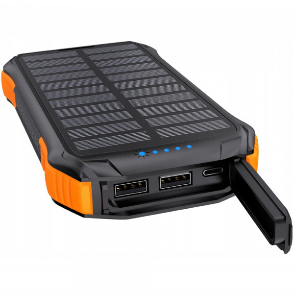 УМБ Choetech 10000mAh 10W 2USB-A+USB-C,solar panel Black-Orange