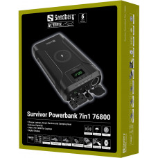 УМБ Sandberg Survivor 76800mAh DC91W PD100W,2xUSB-С+USB-A18W,Cigar Lighter120W,QI-15W,наскрізне живл