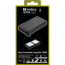 УМБ сонячна Sandberg 10000mAh 22,5W PD Solar Powerbank CampLED, USB-A,USB-C In/Out, PowerThru