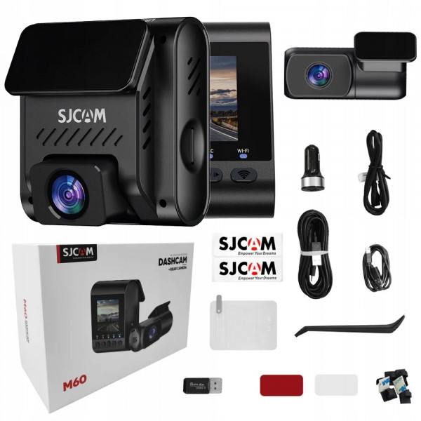Відеореєстратор SJCAM Dashcam M60 + камера заднього виду, WIFI, GPS, 4K, HDR