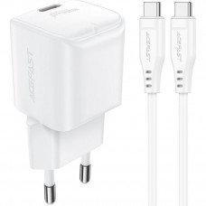 Зарядний пристрій 1xUSB-C 30W Gan A77 mini + USB-C cable Fast Charger White Acefast
