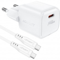 Зарядний пристрій 1xUSB-C 30W Gan A77 mini + USB-C cable Fast Charger White Acefast