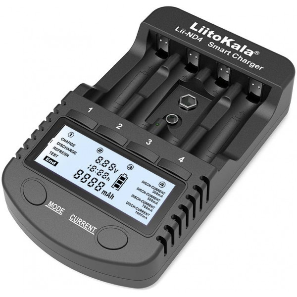 Зарядний пристрій LiitoKala Lii-ND4, 4x(NiMH/NiCd) + 1*9V(крона), discharge function, display