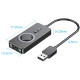 Звукова карта USB AUX jack, 3*TRRS (Mic +2xEar) 1.0м, регулятор гучності, зовнішня, Metal, Vention