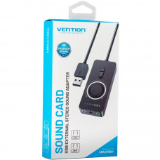 Звукова карта USB AUX jack, 3*TRRS (Mic +2xEar) 1.0м, регулятор гучності, зовнішня, Metal, Vention