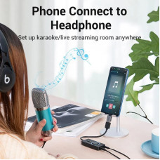 Звукова карта USB AUX jack, 3*TRRS (Mic +2xEar) 1.0м, регулятор гучності, зовнішня, Metal, Vention