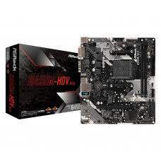 ASRock B450M-HDV R4.0 (AM4/B450, 2*DDR4, PCIex16, DVI-D/HDMI/VGA, 4xSATAІІІ, M.2, GLan, 8ch, mATX)