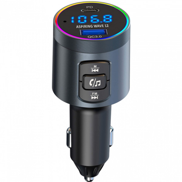 автомобільний FM-трансміттер Aspiring Wave 12 48W PD LED/Bluetooth/microSD/QC3.0,USB-C 30W
