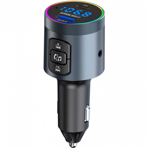 автомобільний FM-трансміттер Aspiring Wave 12 48W PD LED/Bluetooth/microSD/QC3.0,USB-C 30W