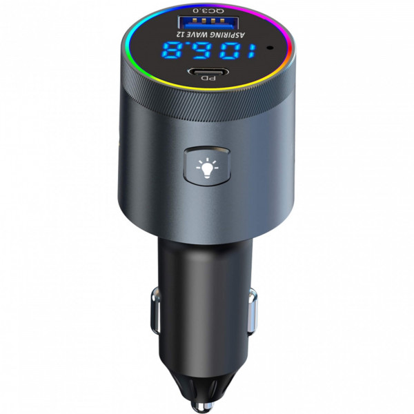 автомобільний FM-трансміттер Aspiring Wave 12 48W PD LED/Bluetooth/microSD/QC3.0,USB-C 30W