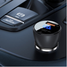 Автозарядка 2xUSB 63W (USB-C + USB-A) B6 with digital display Acefast