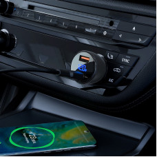 Автозарядка 2xUSB 63W (USB-C + USB-A) B6 with digital display Acefast