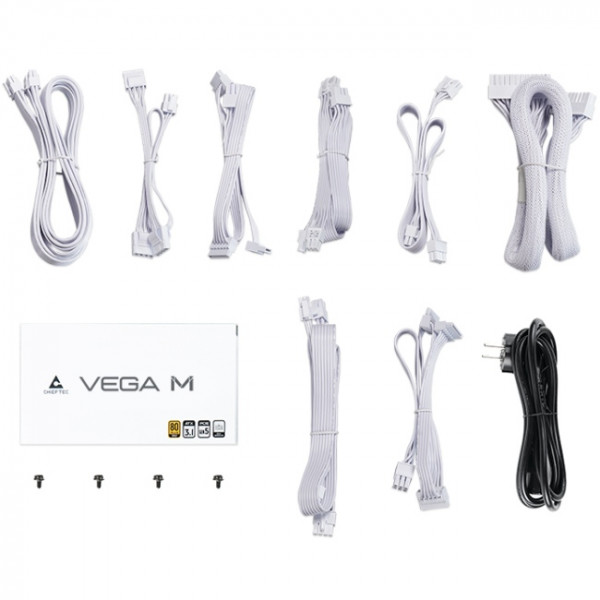 БЖ 850W Chieftec VEGA M PPG-850-CW ATX 3.1 135mm, 80+ Gold, Fully modular, WHITE, Retail
