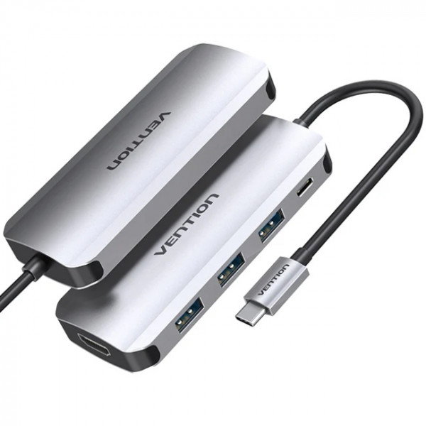Док-станція USB3.1 Type-C -> HDMI 4K30Hz/USB 3.0х3//PD 100W 5-in-1 Vention