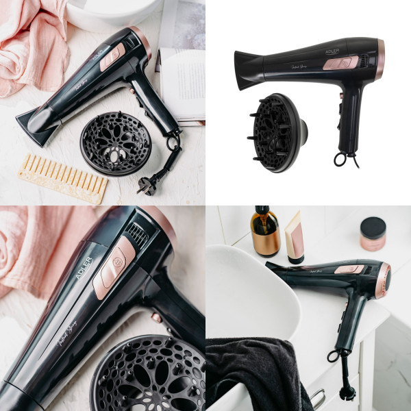 Фен Adler AD 2283 black 2400Вт/ 2 швидкості/ хол.обдув/ темп.режимів-3/ ахист від перегріву