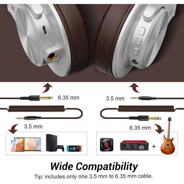 Гарнітура OneOdio Fusion A70, Bluetooth+3,5мм/6,35мм, Silver Brown