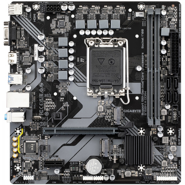 Gigabyte B760M H DDR4 (1700/B760, 2*DDR4, 2хM.2, PCIex16, VGA , HDMI, 1GbE LAN, mATX)