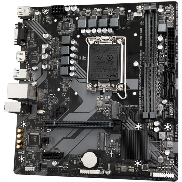 Gigabyte B760M H DDR4 (1700/B760, 2*DDR4, 2хM.2, PCIex16, VGA , HDMI, 1GbE LAN, mATX)