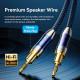 HiFi Audio Speaker Cable 2.0м,Banana 2xM/M,4N OFC Silver, Gold-Plated,TPE + обплетення,Vention