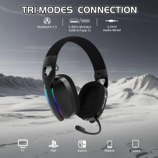 Ігрова гарнітура Attack Shark L90 Wireless,2.4GHz/Bluetooth/3.5mm PS4/PS5/Switch/Xbox/Mac/PC Black