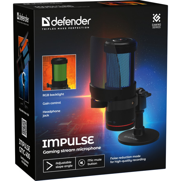 Ігровий стрім мікрофон Defender Impulse GMC 400 USB, RGB, 2.0 м