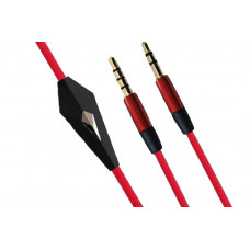 Кабель AUX Audio TRRS - TRS M/M 1.2м з мікрофоном червоний