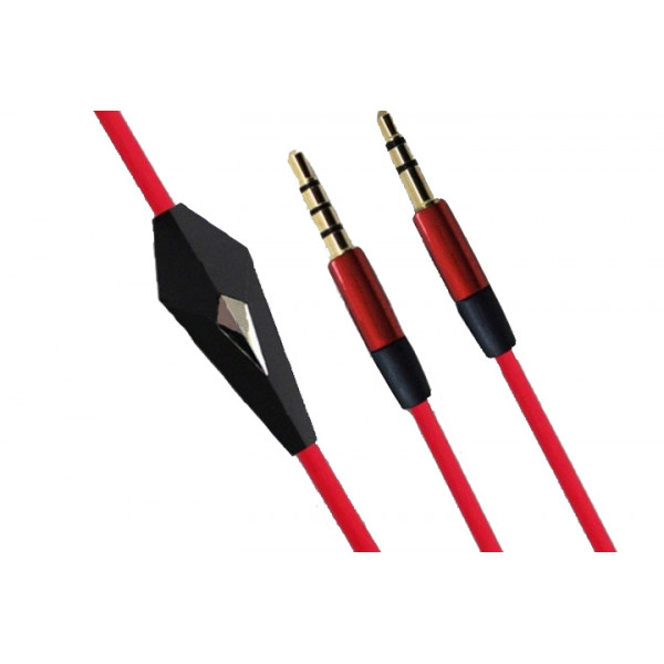 Кабель AUX Audio TRRS - TRS M/M 1.2м з мікрофоном червоний