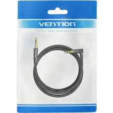 Кабель AUX Audio TRS M/M, кут 90°, 1.0м, Nylon Braided, чорний, Vention